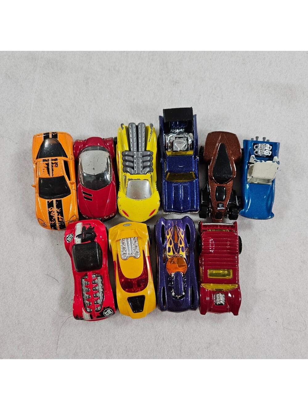 Lot of 10 Hot Wheels Die Cast Cars Fantasy Race Cars Mixed Collection Mattel